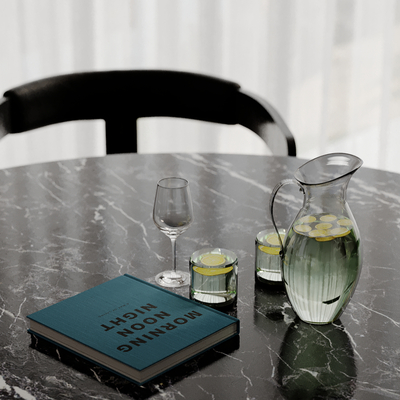  柠檬水 酒杯 书本 摆件su模型 