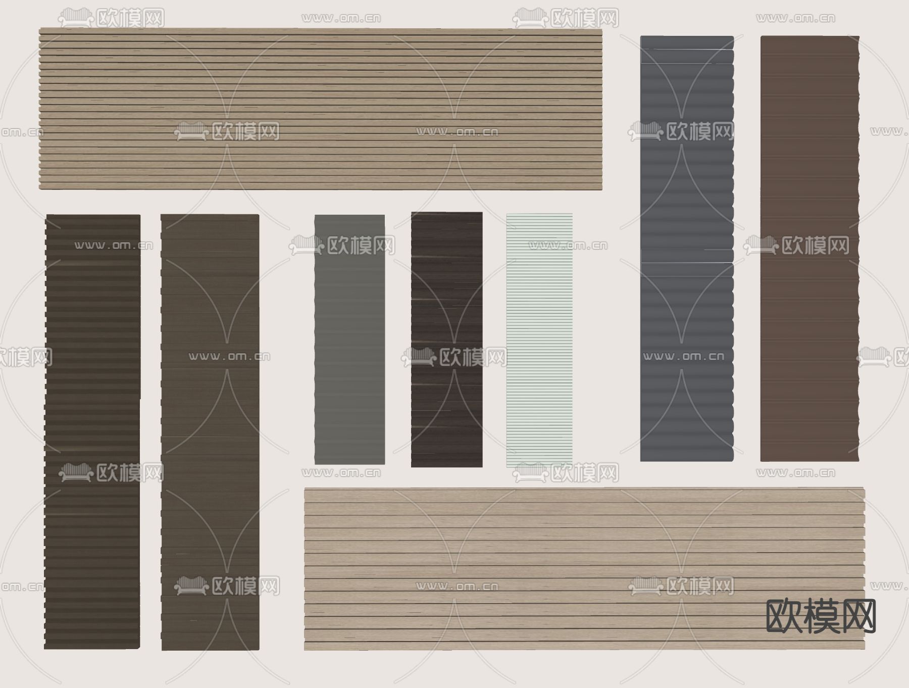 现代护墙板su模型下载（渲染图1）
