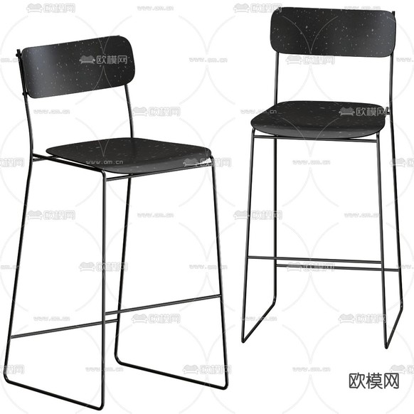 黑色吧凳 吧椅3d模型下载