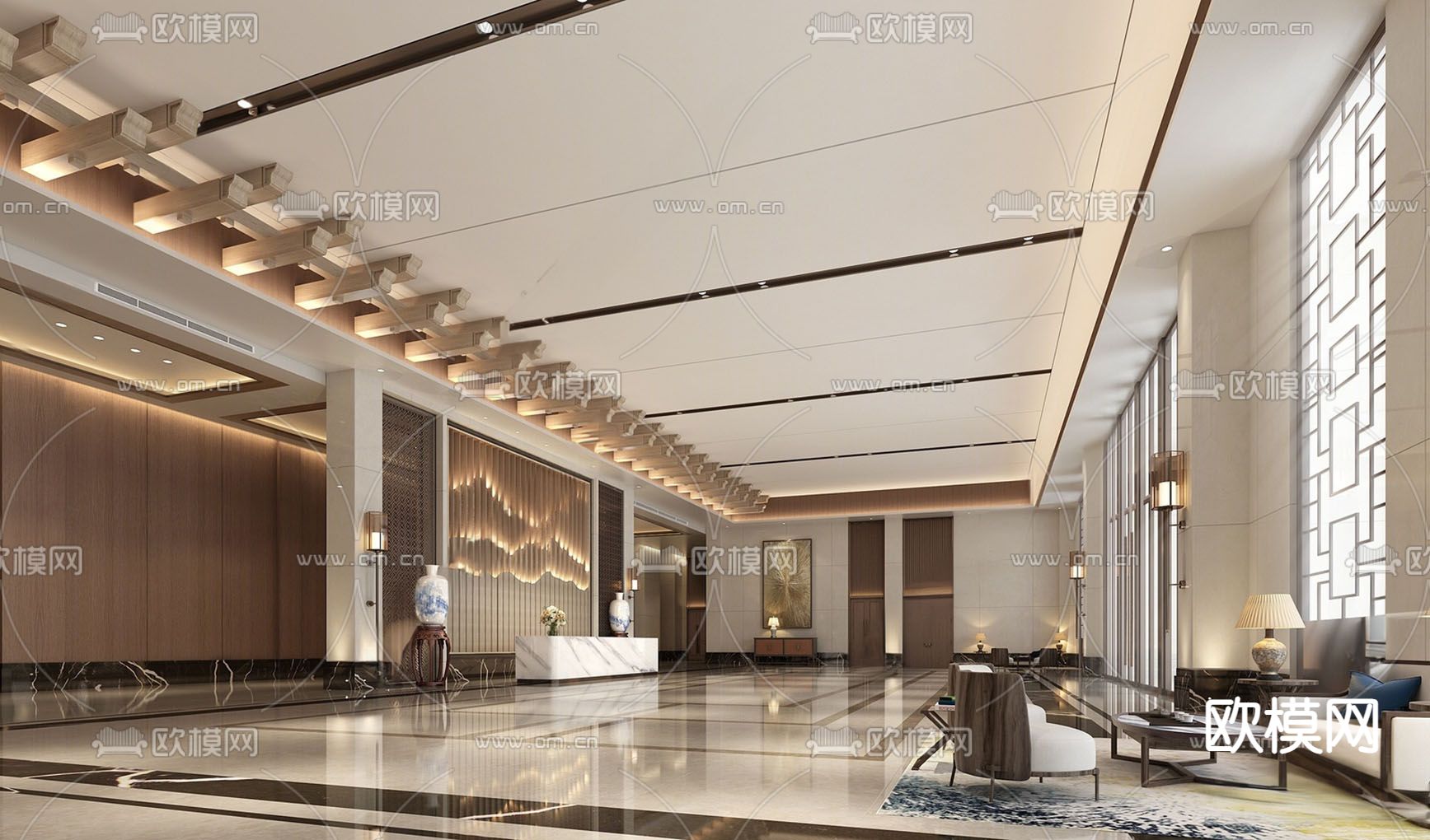 公司大堂 写字楼大堂3d模型下载
