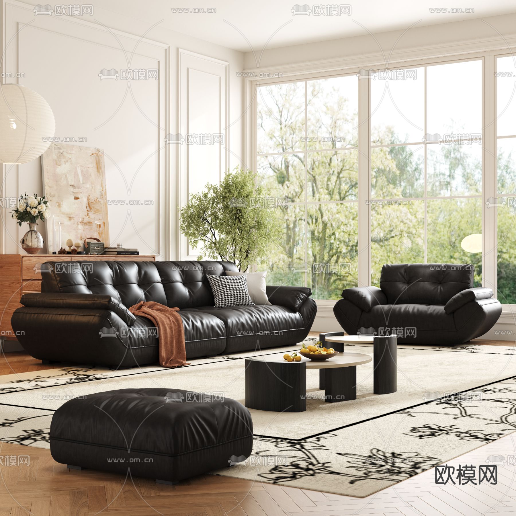 法式沙发组合3d模型下载