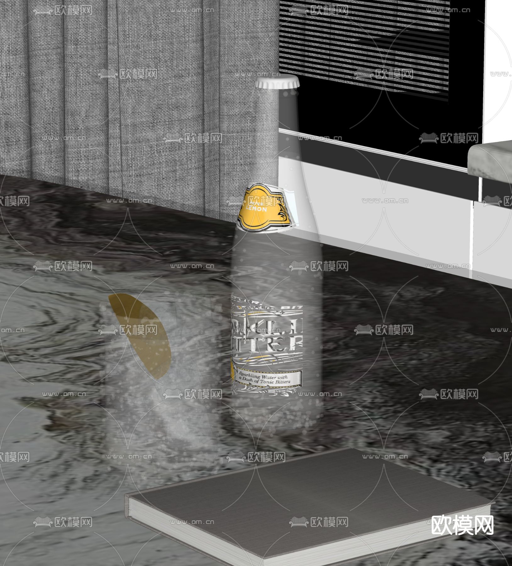 水杯 酒杯 柠檬水su模型下载（渲染图1）