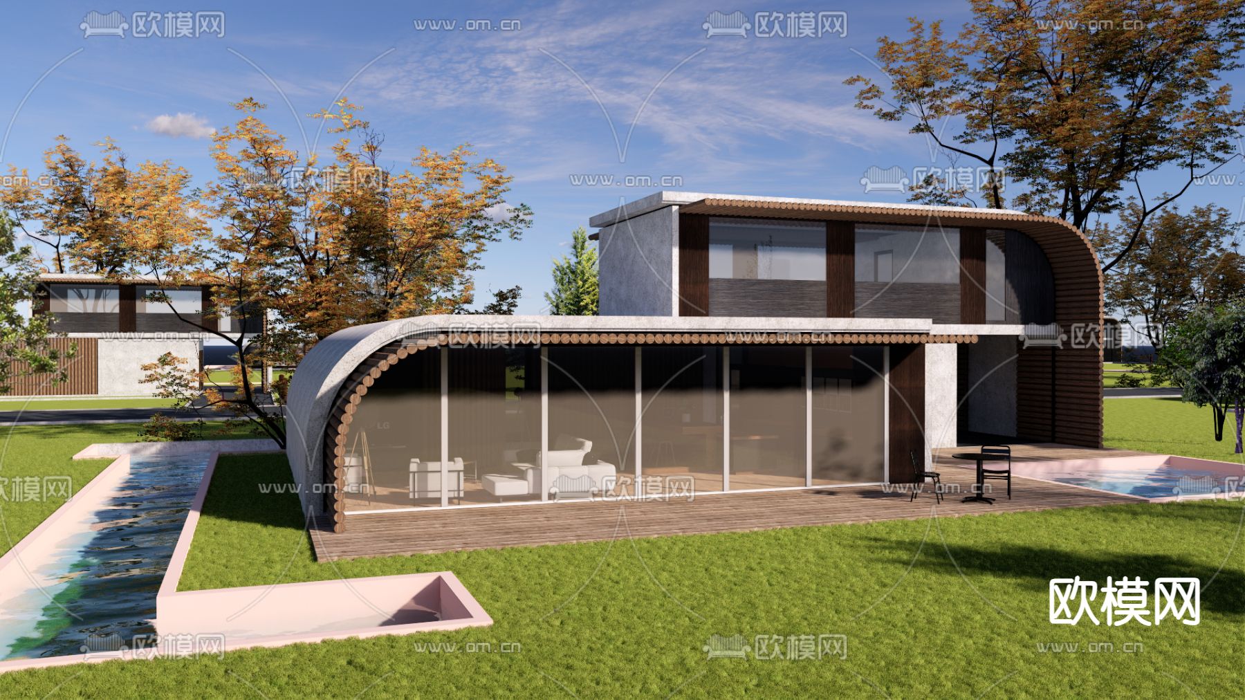 现代民宿建筑su模型下载（渲染图2）