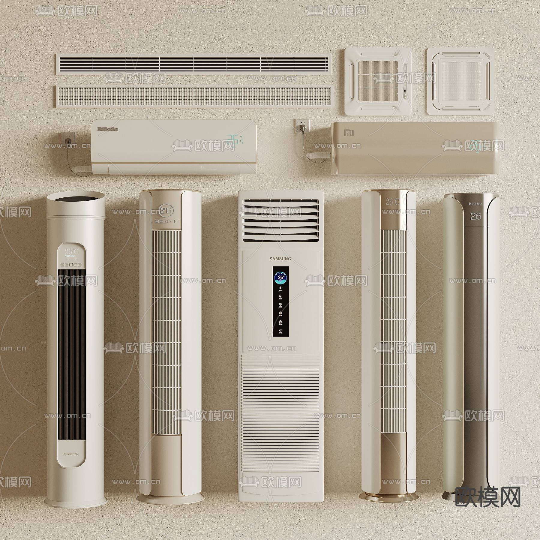 空调 立式空调 壁挂空调3d模型下载