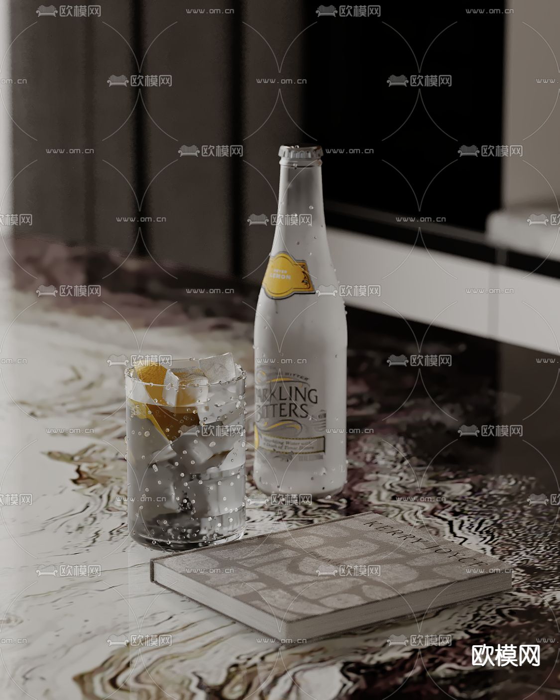 水杯 酒杯 柠檬水su模型下载（渲染图2）