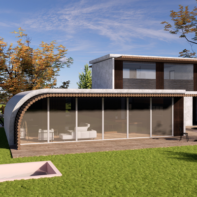  现代民宿建筑su模型 