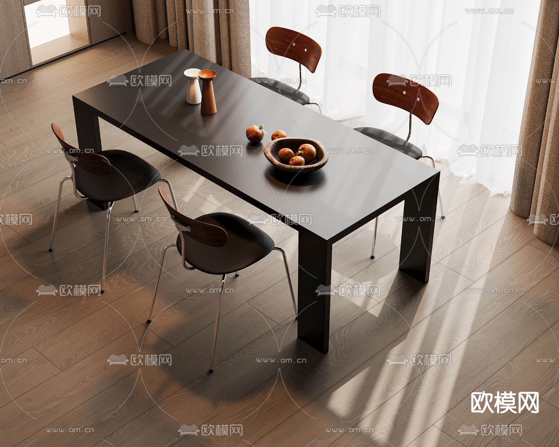 现代餐桌椅3d模型下载