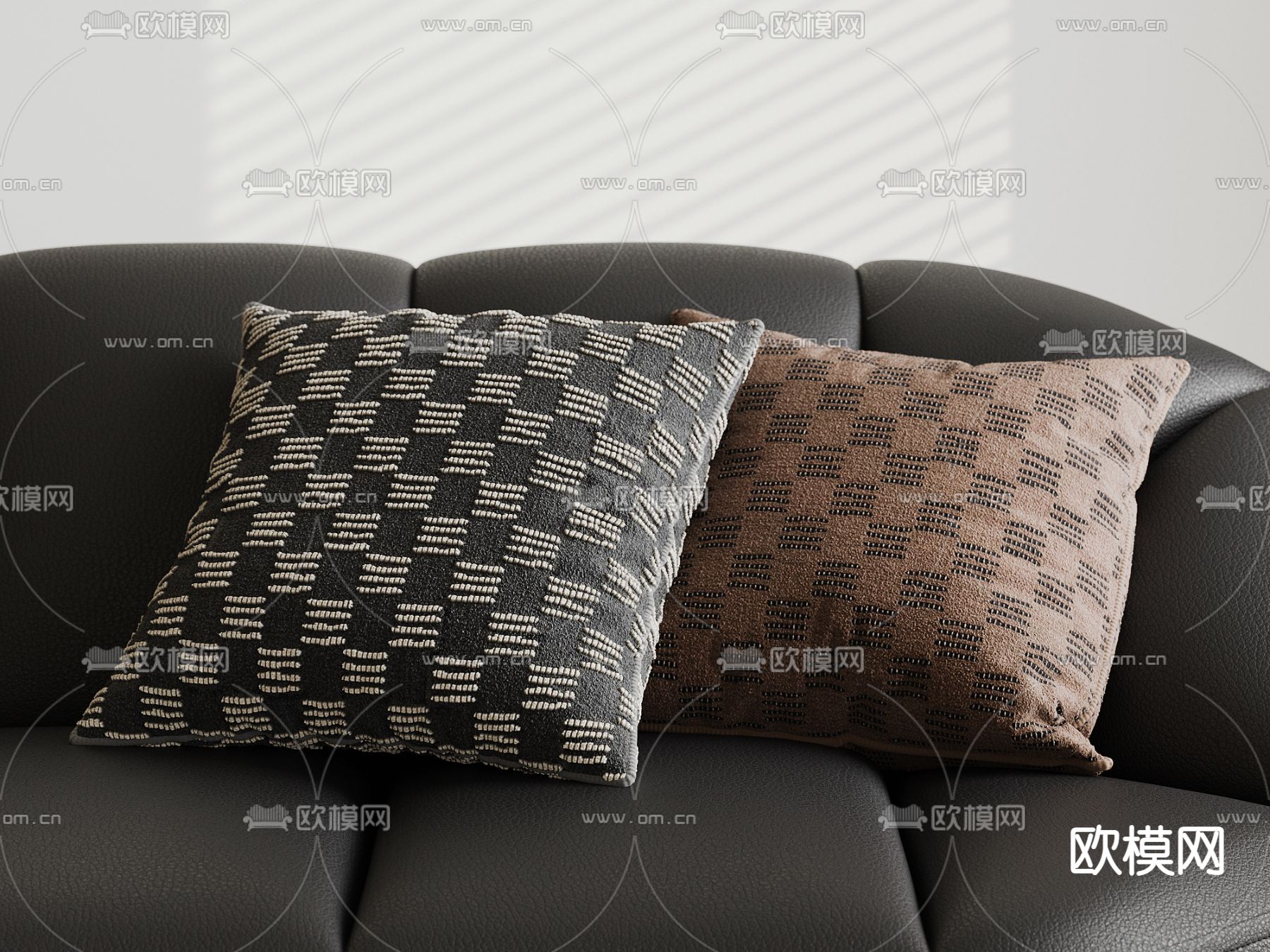 黑色棋盘格方毯 地毯3d模型下载（渲染图2）