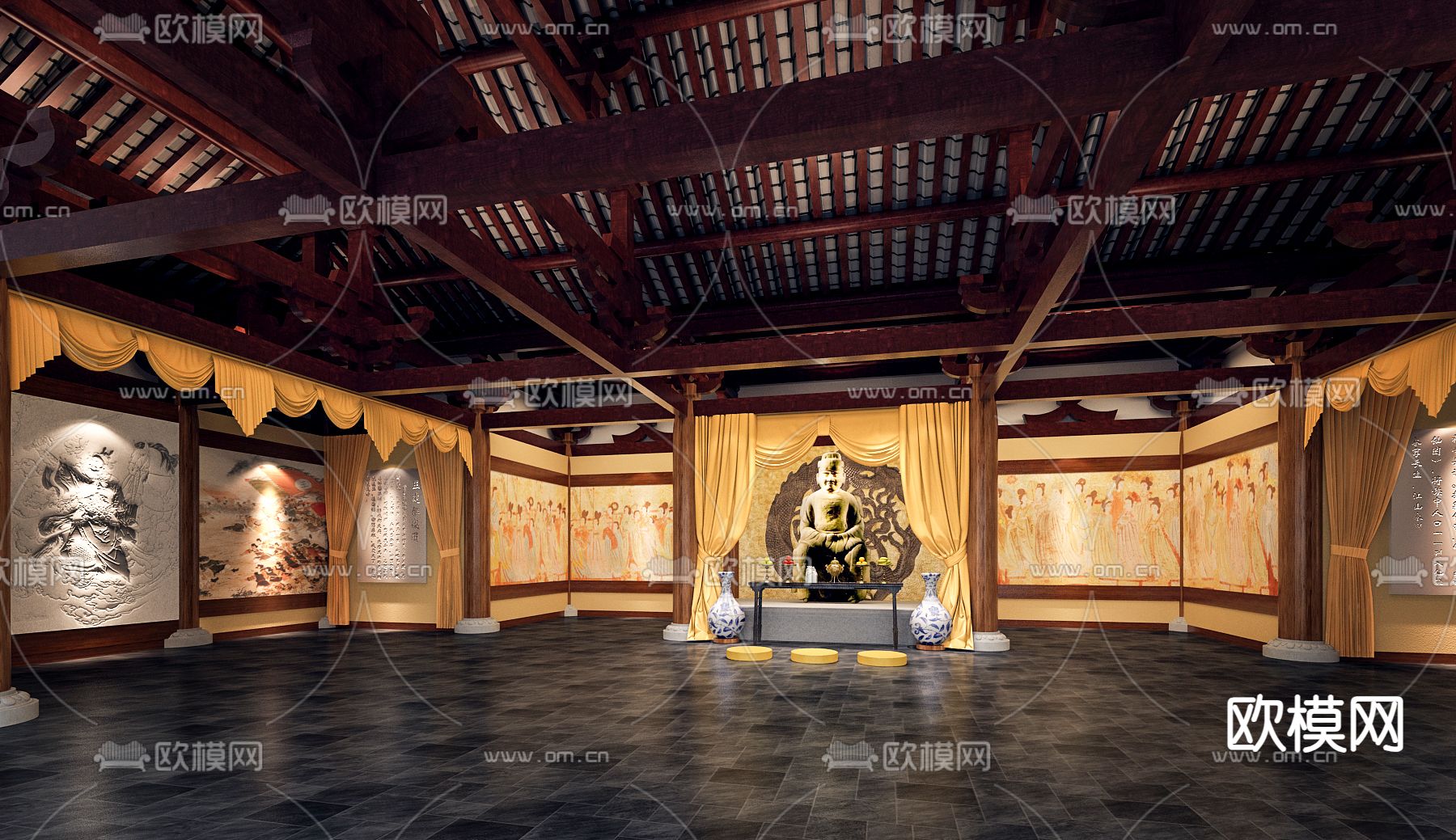 中式寺庙 佛堂 祠堂3d模型下载