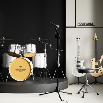  电吉他 架子鼓su模型 