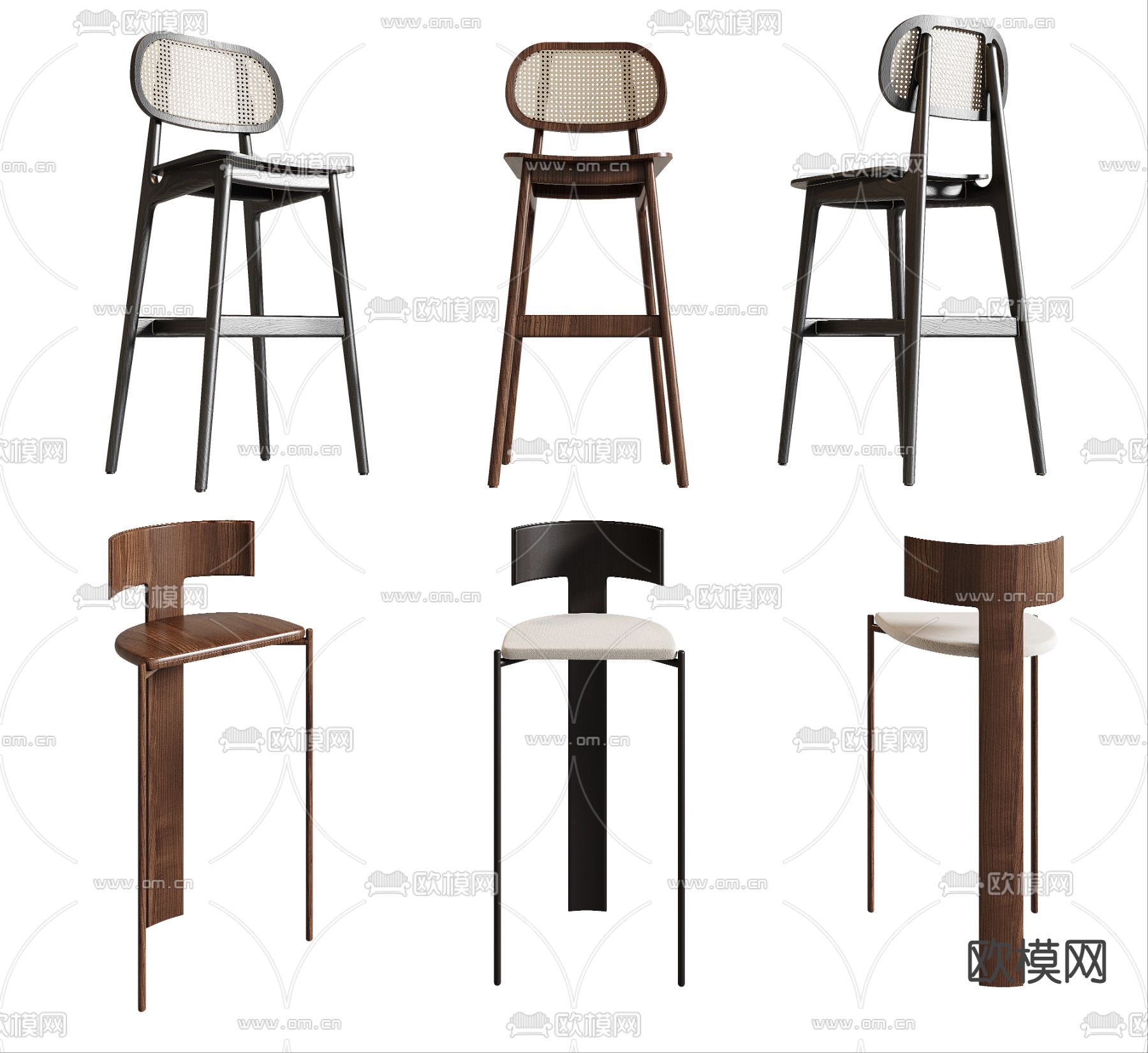 侘寂风 吧椅 吧凳3d模型下载