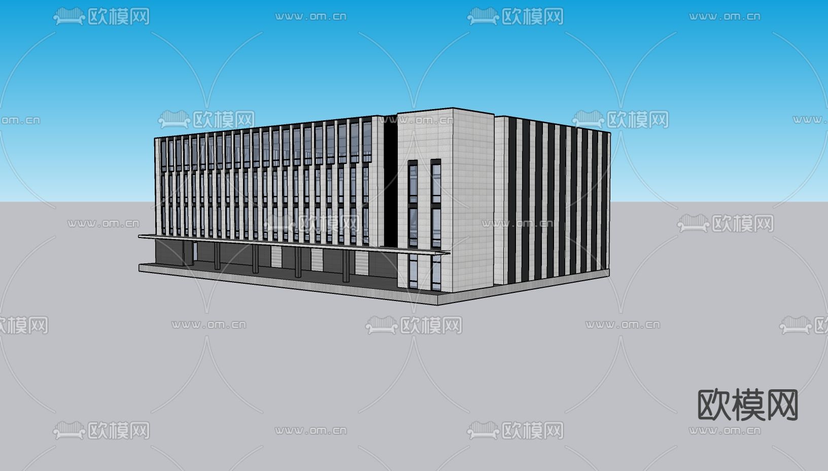 办公楼外观su模型下载