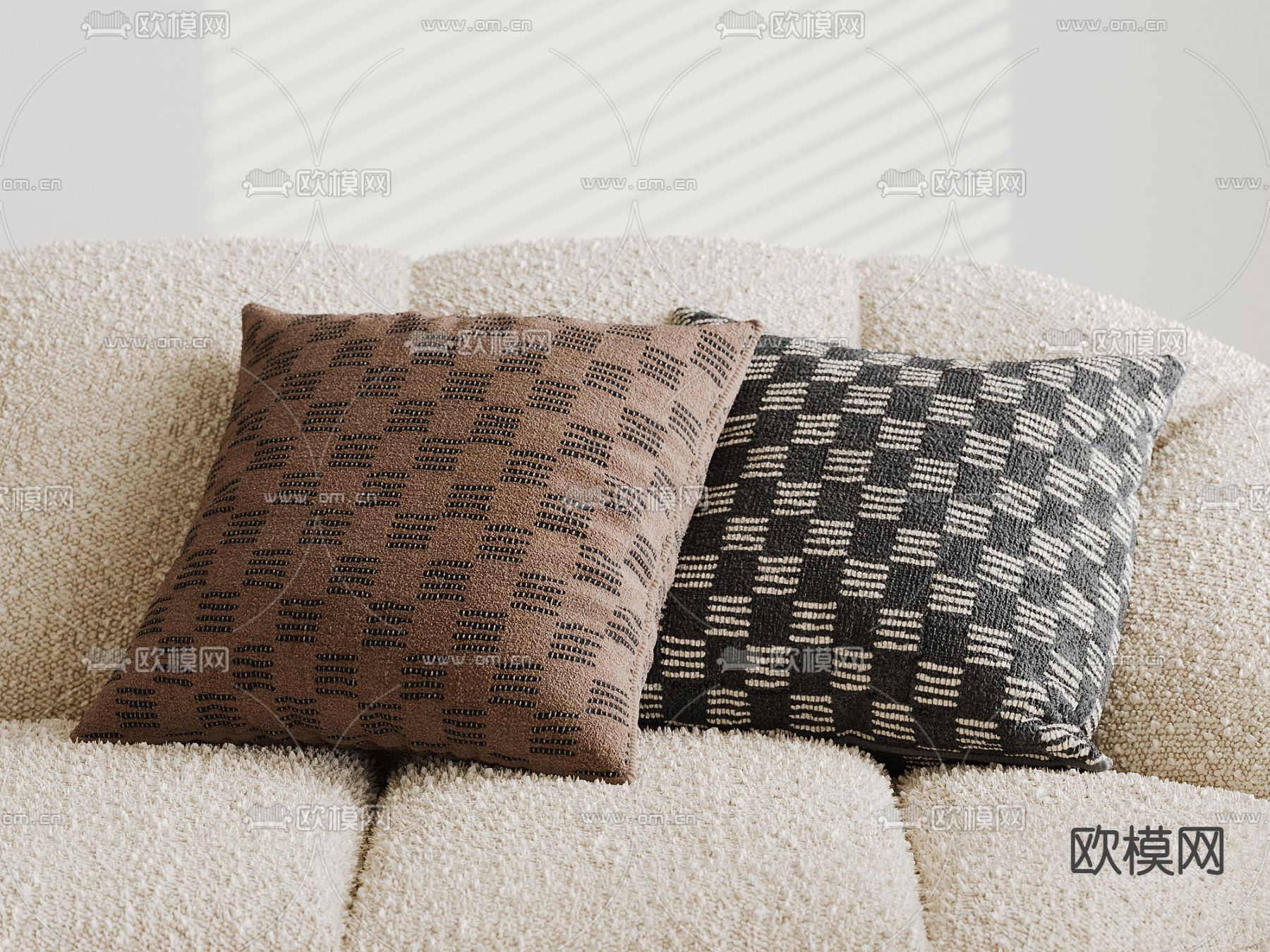 咖色棋盘格 方毯 地毯3d模型下载（渲染图1）