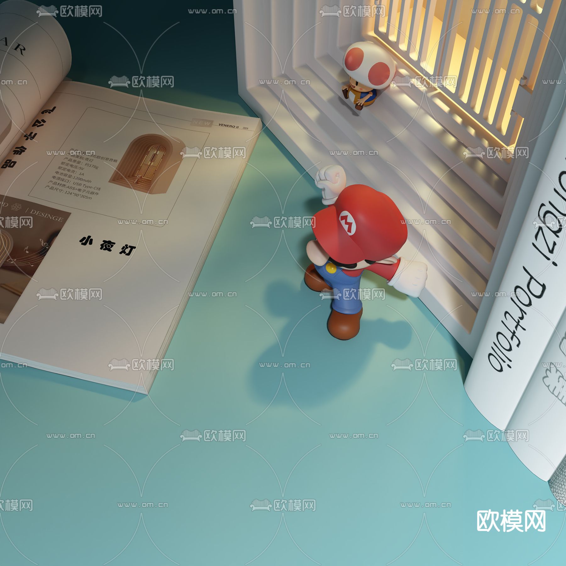 超级玛丽小夜灯3d模型下载（渲染图2）