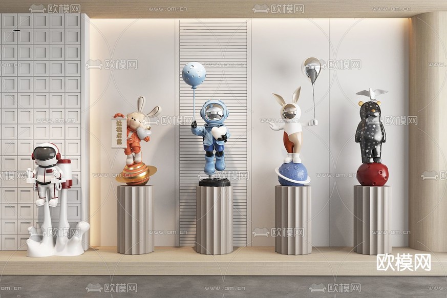宇航员公仔 卡通雕塑3d模型下载