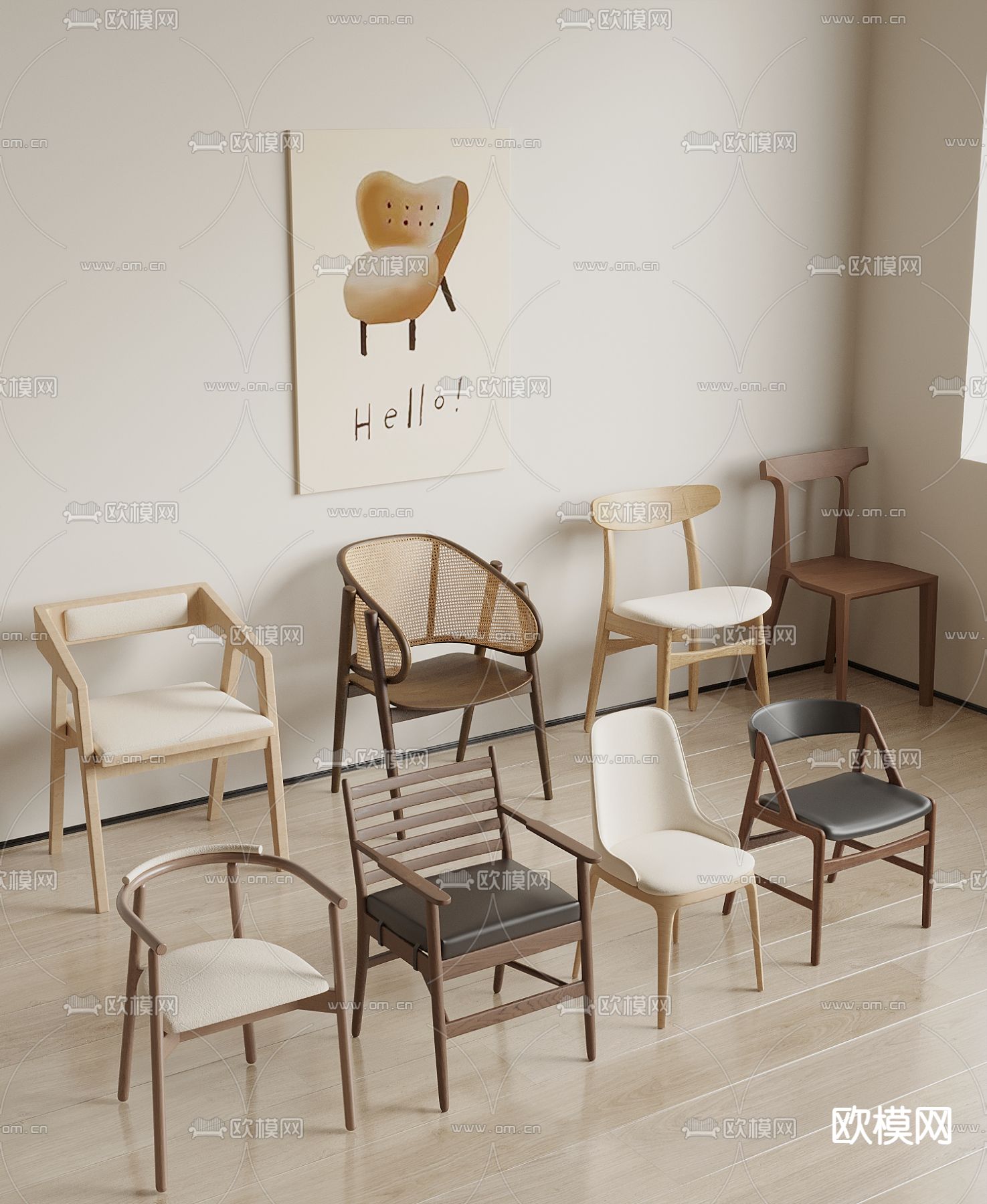 北欧餐椅 单椅3d模型下载