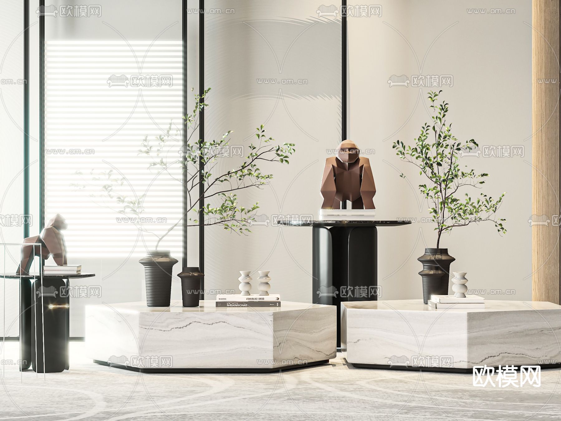 大理石茶几3d模型下载