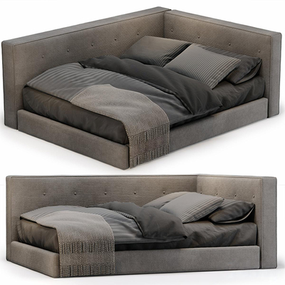  Platform 布艺双人床su模型 