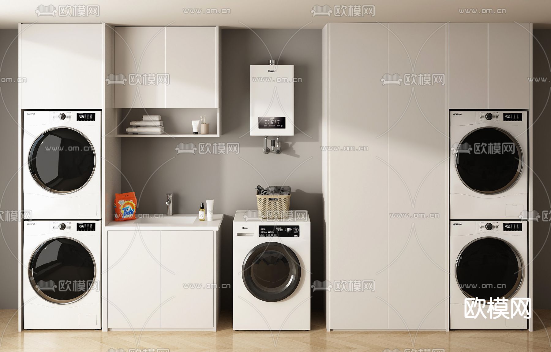 洗衣机柜 阳台柜3d模型下载
