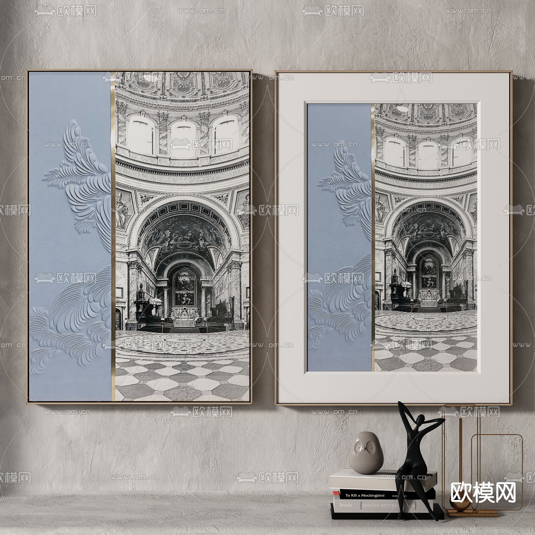 简欧建筑画 装饰画 艺术画3d模型下载