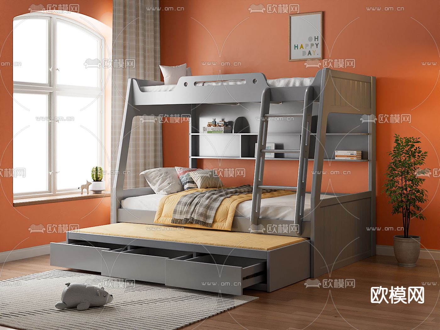 儿童床 双层床 子母床 拖床 上下床3d模型下载