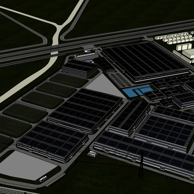  产业园鸟瞰su模型 