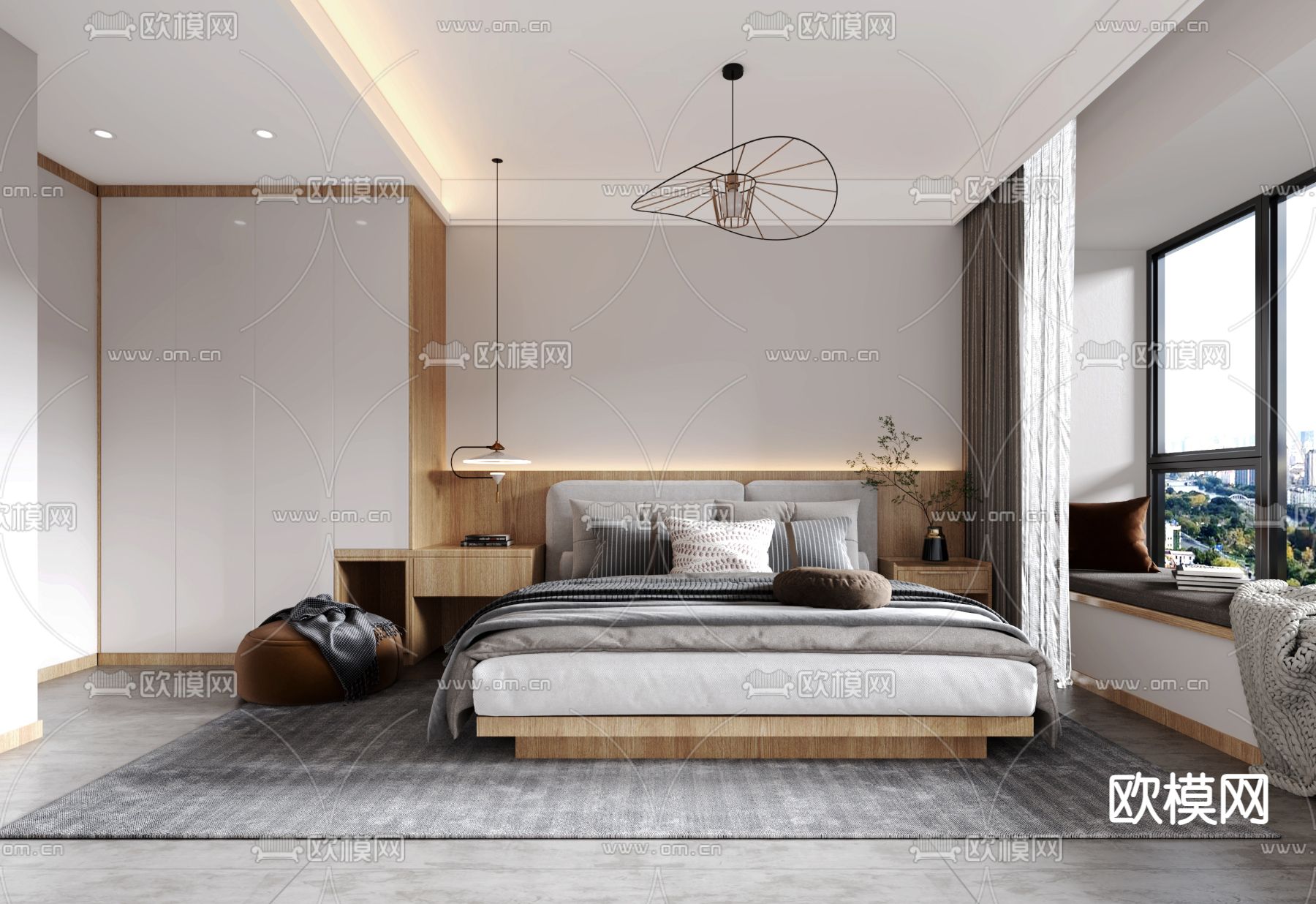 日式卧室 主人房3d模型下载