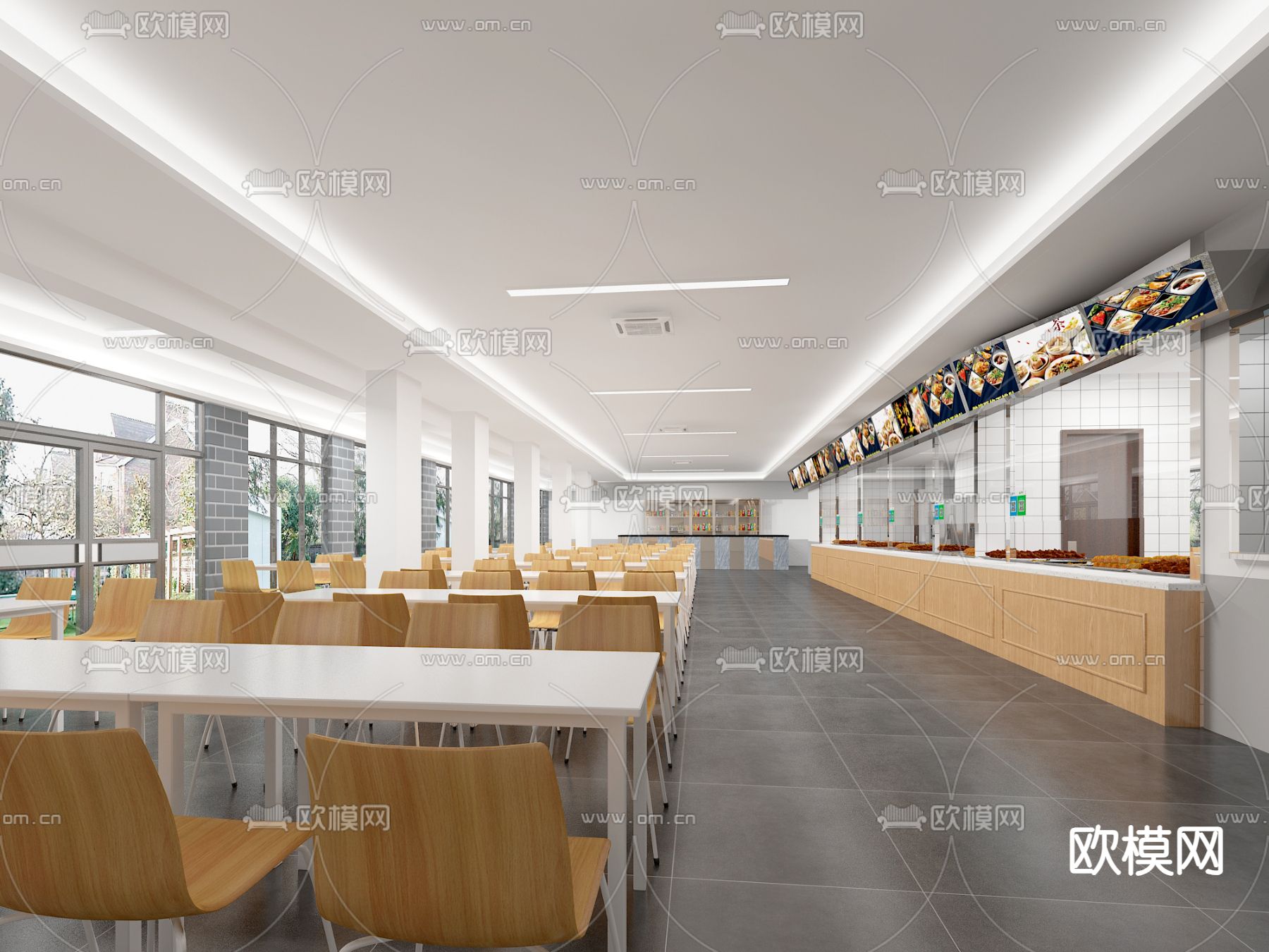 食堂 员工餐厅3d模型下载