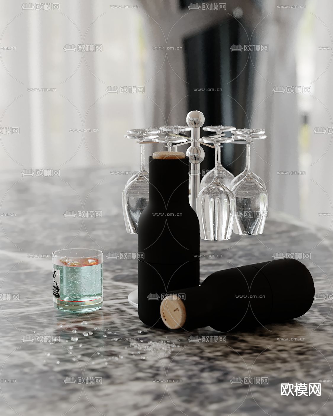 杯具 水杯 酒杯 高脚杯su模型下载（渲染图2）