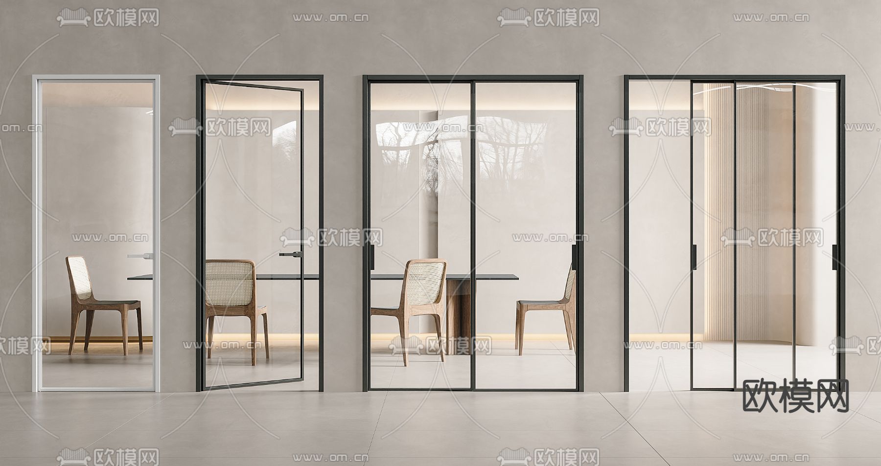 玻璃门 推拉门 移门 厨卫门3d模型下载