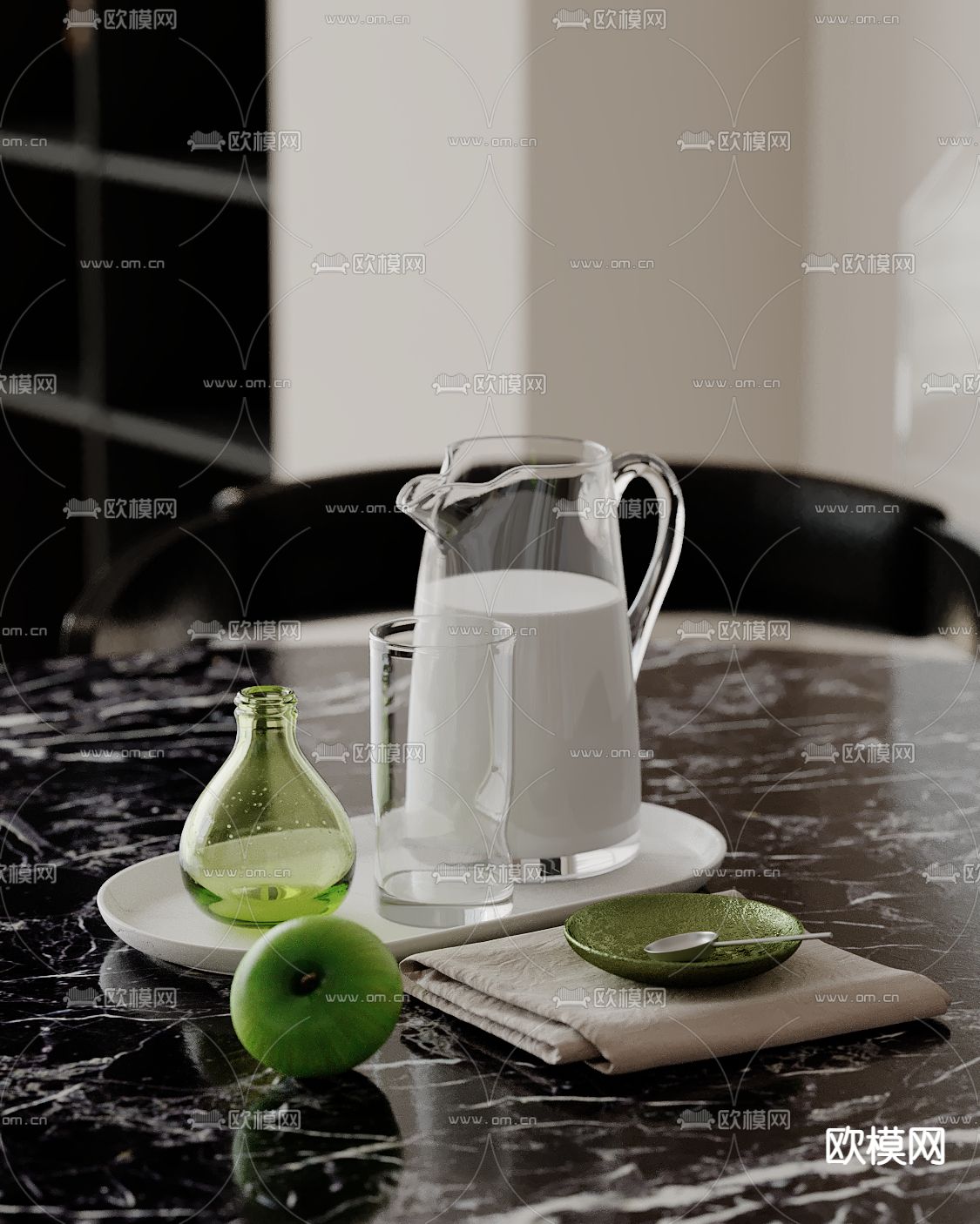 茶杯 毛巾 苹果 水杯su模型下载（渲染图1）