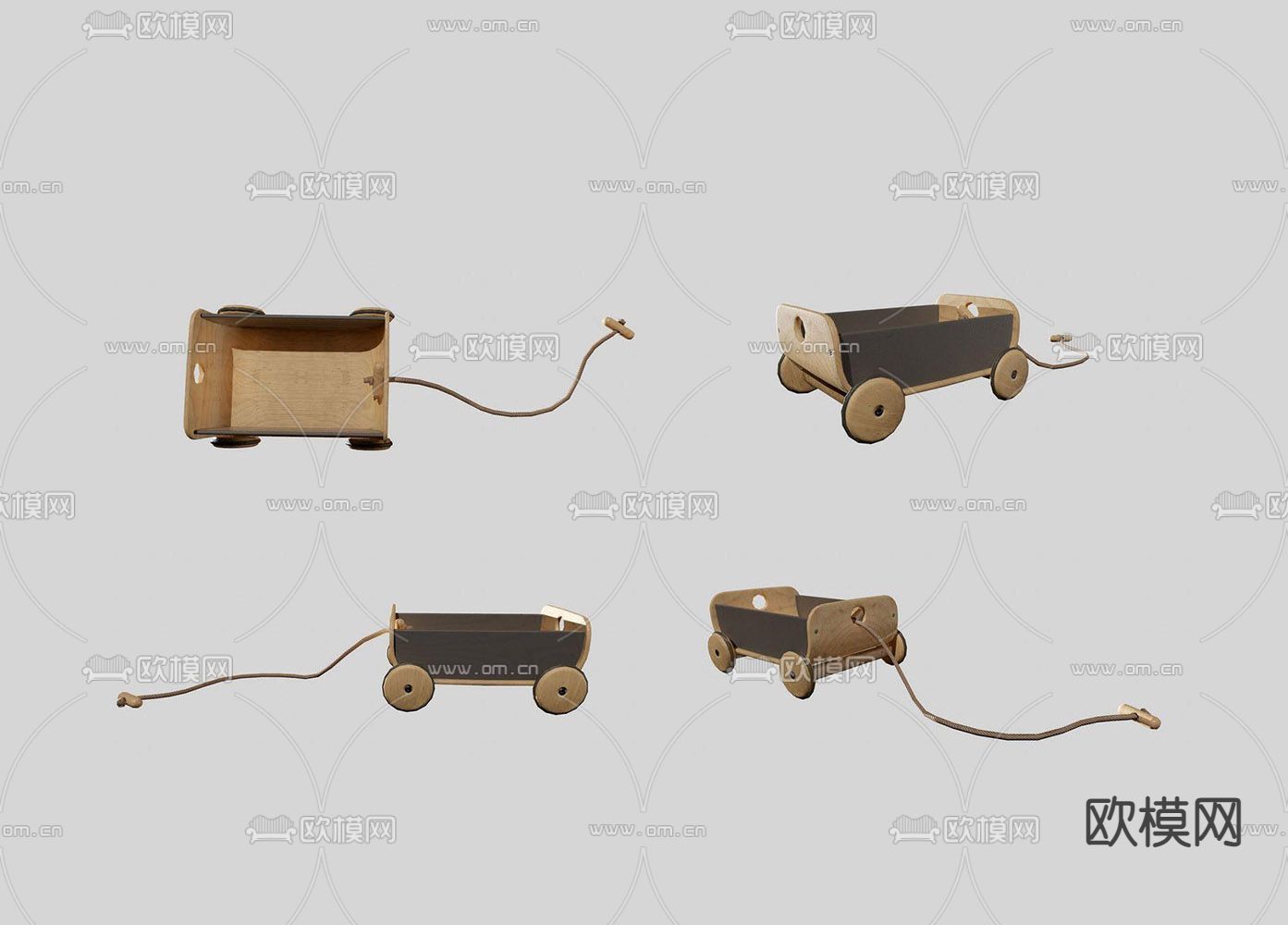 玩具车 拖车 积木车3d模型下载