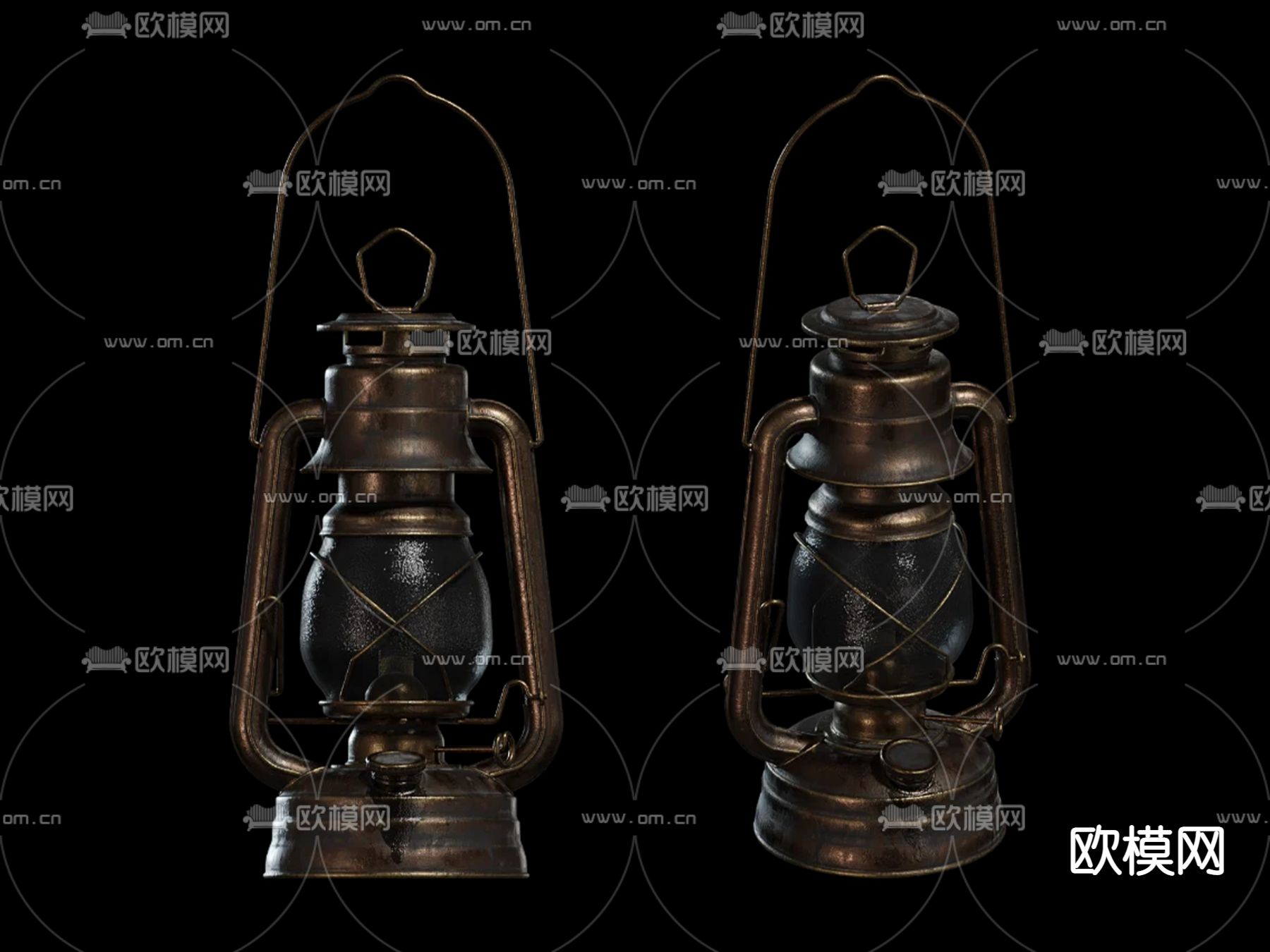 复古手提灯 煤油灯 手提矿灯3d模型下载（渲染图1）