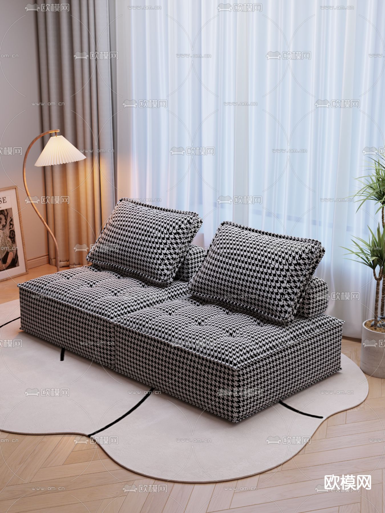 奶油风沙发 懒人沙发3d模型下载