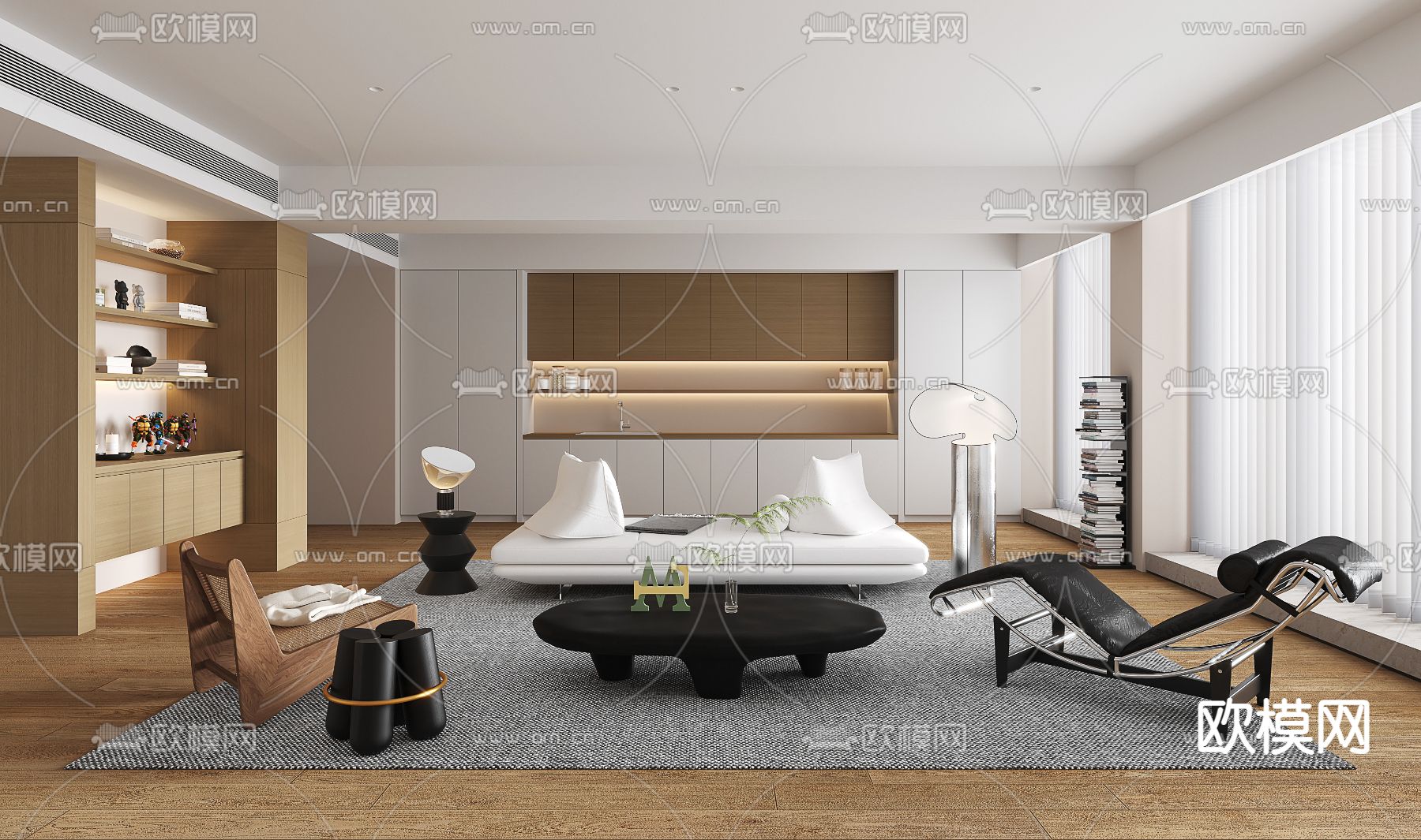 日式客厅3d模型下载