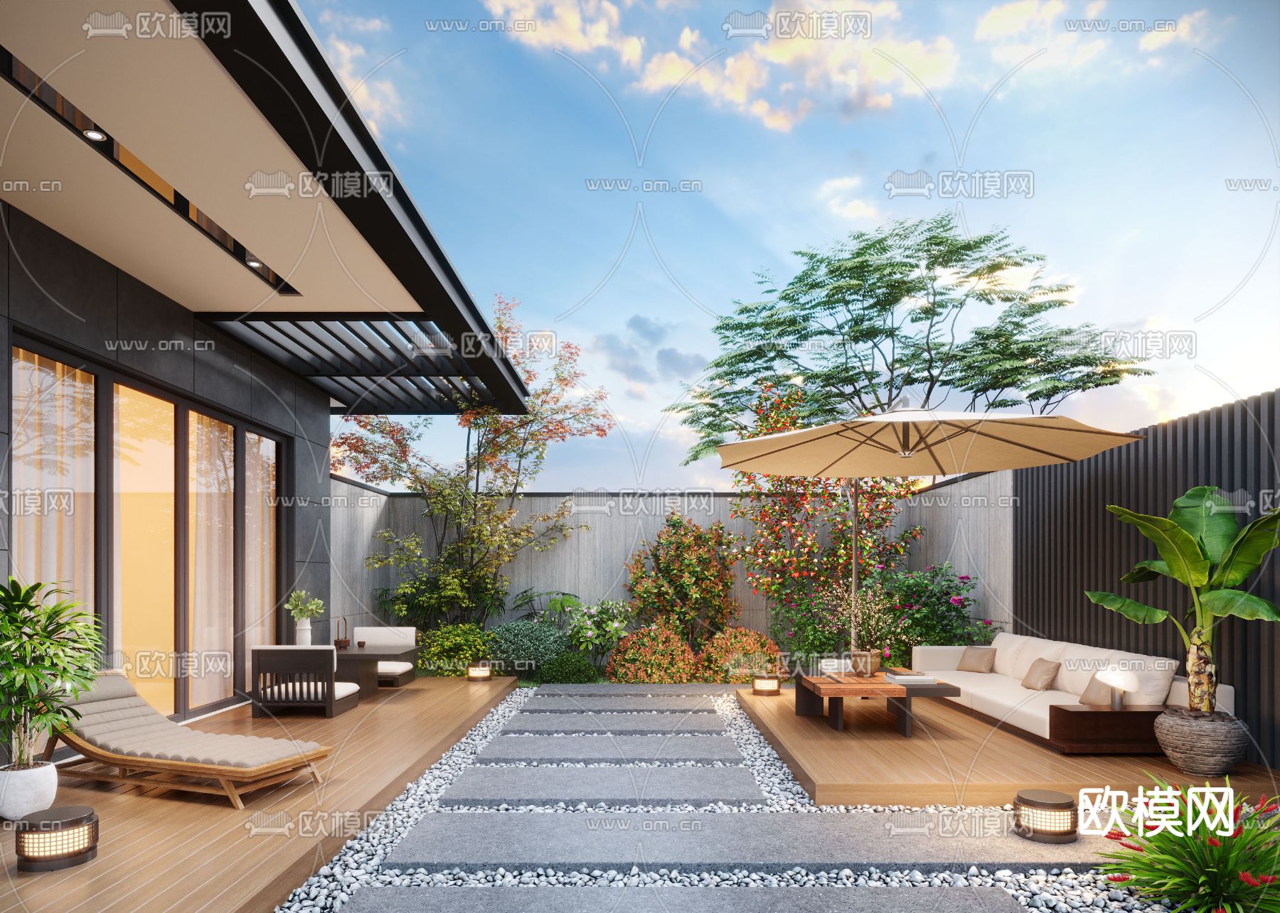 居家庭院 别墅庭院3d模型下载