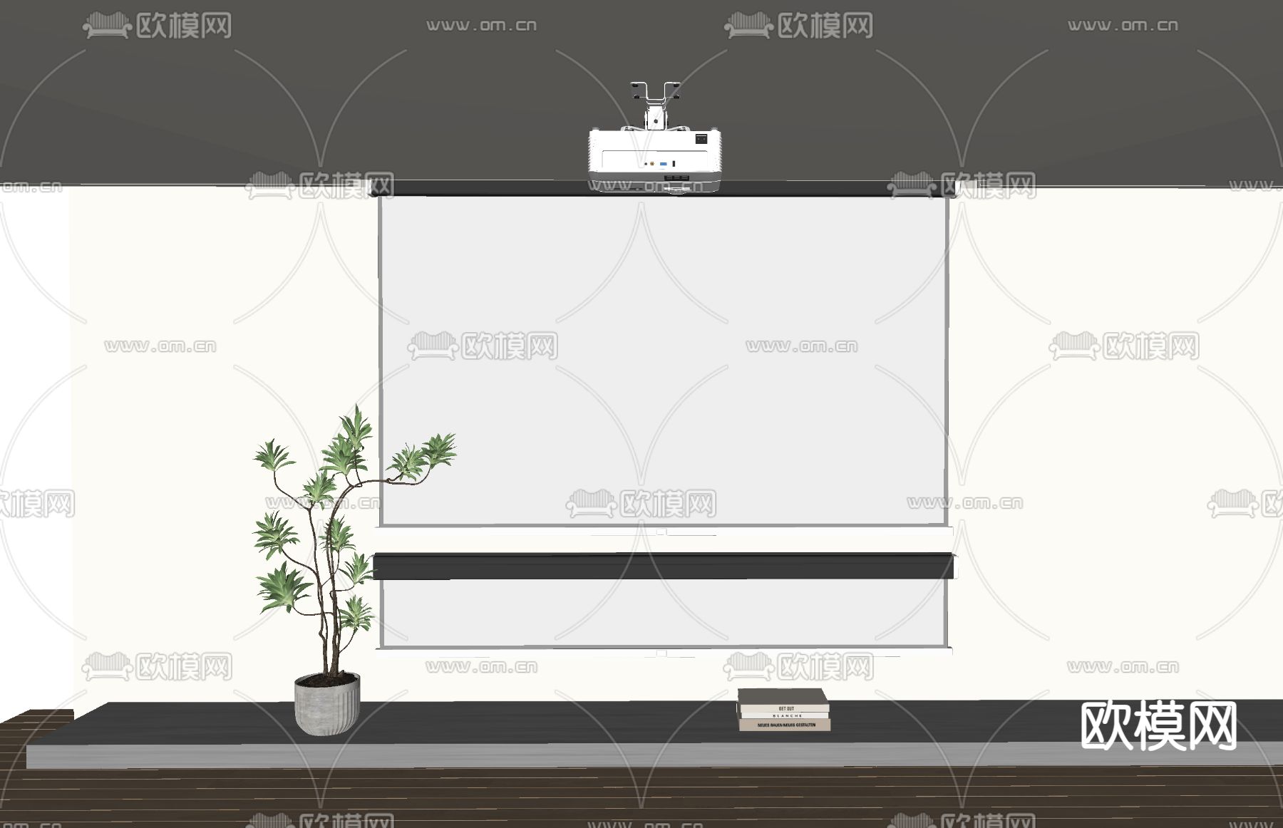 投影仪 投影幕布su模型下载（渲染图1）