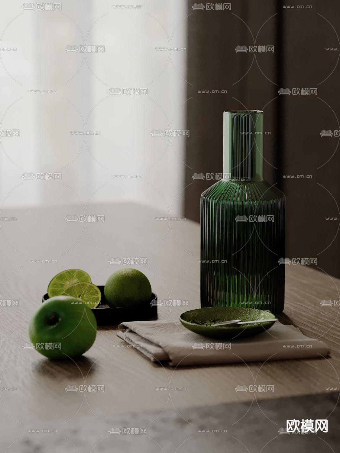 水果 酒瓶 摆件su模型下载（渲染图2）