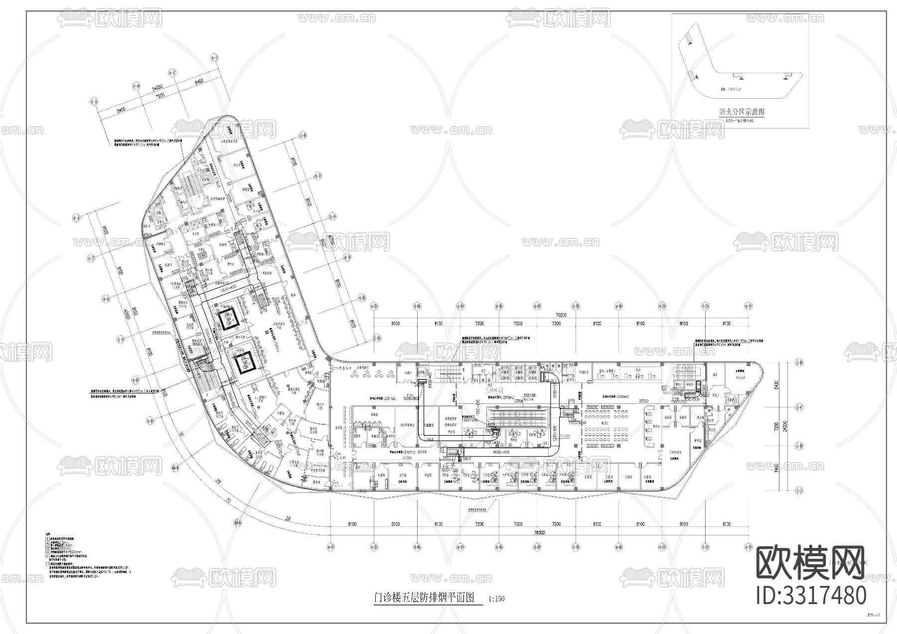 住院 门诊 地下室暖通cad平面图下载（渲染图8）
