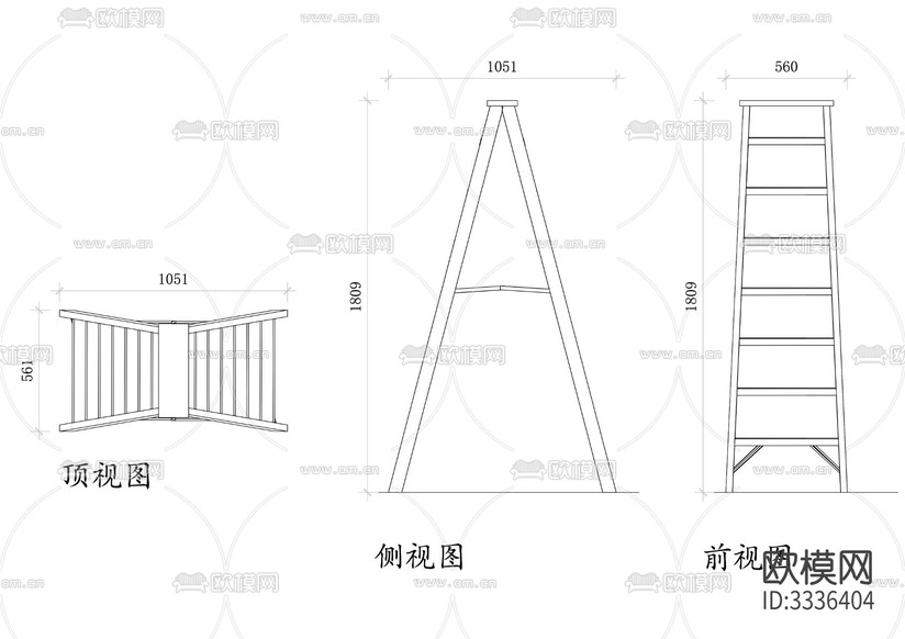 木質(zhì)人字折疊梯cad立面圖下載