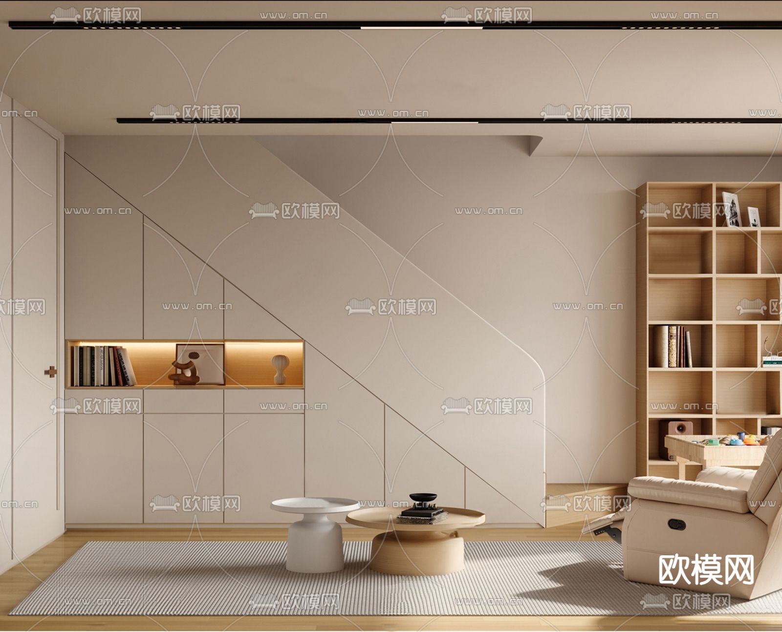 公寓楼梯间 装饰柜su模型下载（渲染图2）