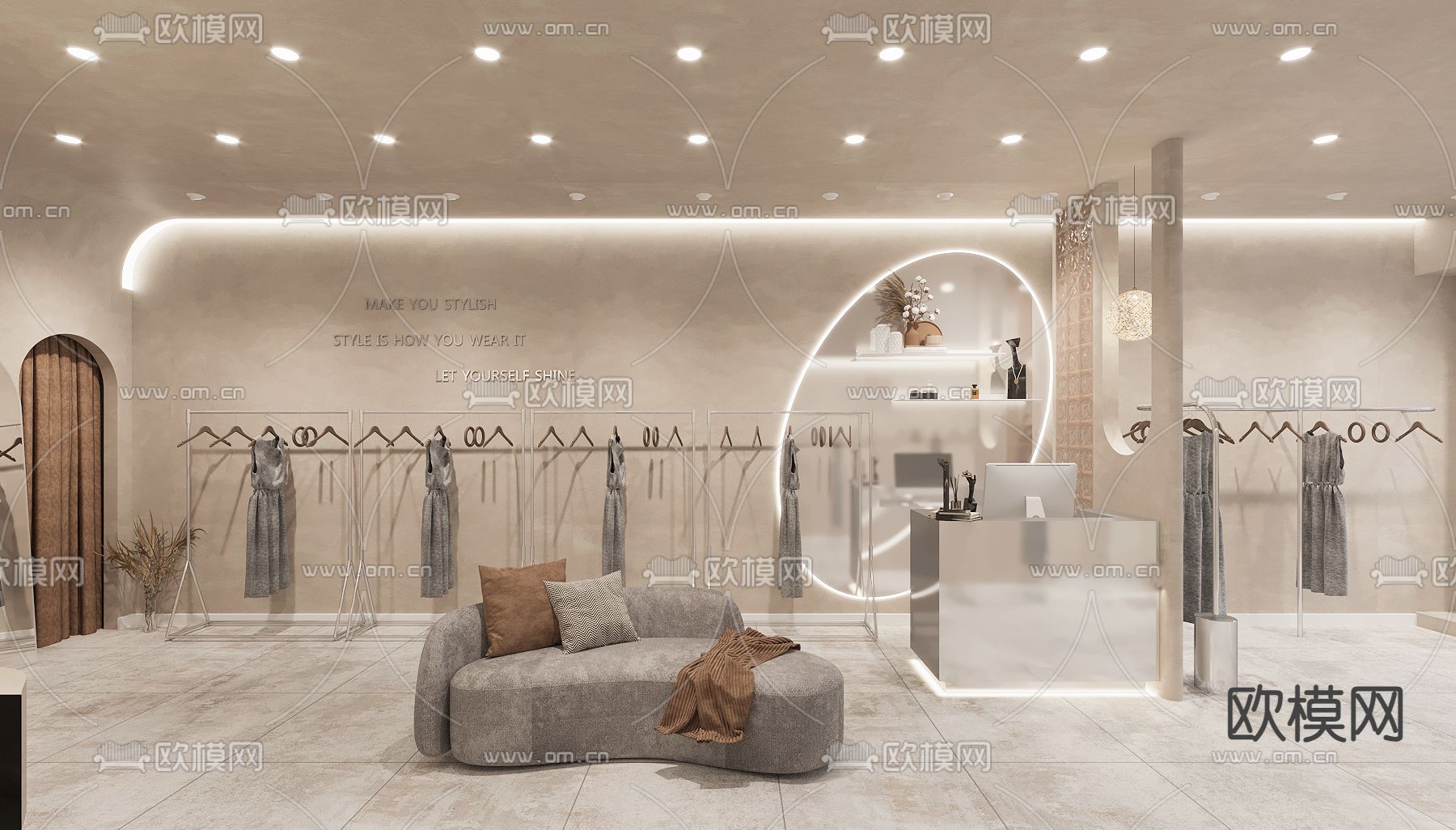 侘寂服装店3d模型下载（渲染图2）