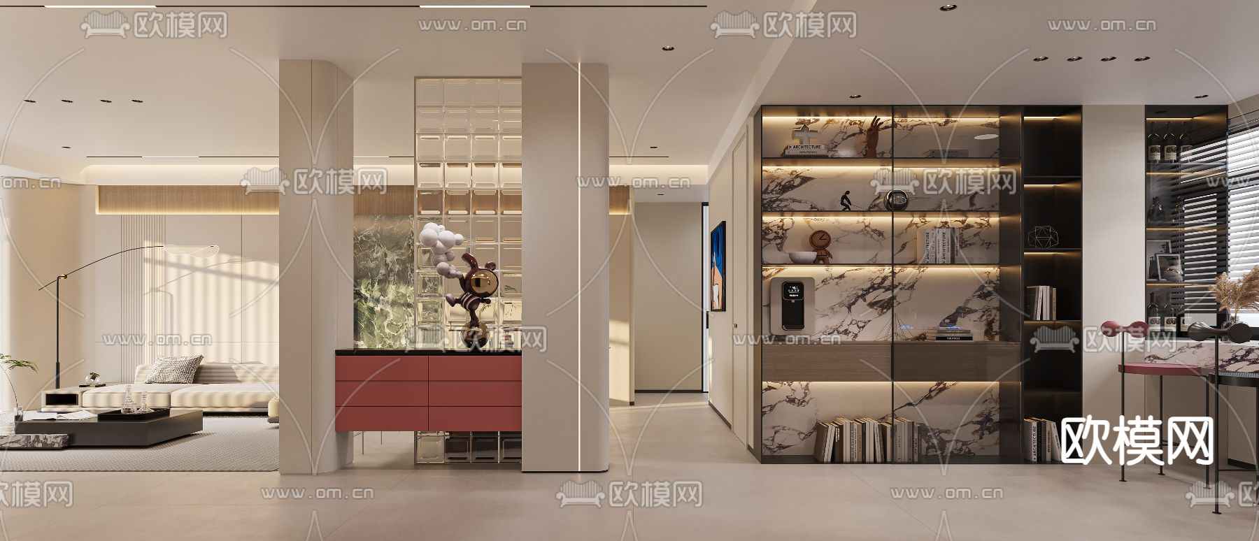 简约客餐厅3d模型下载（渲染图3）