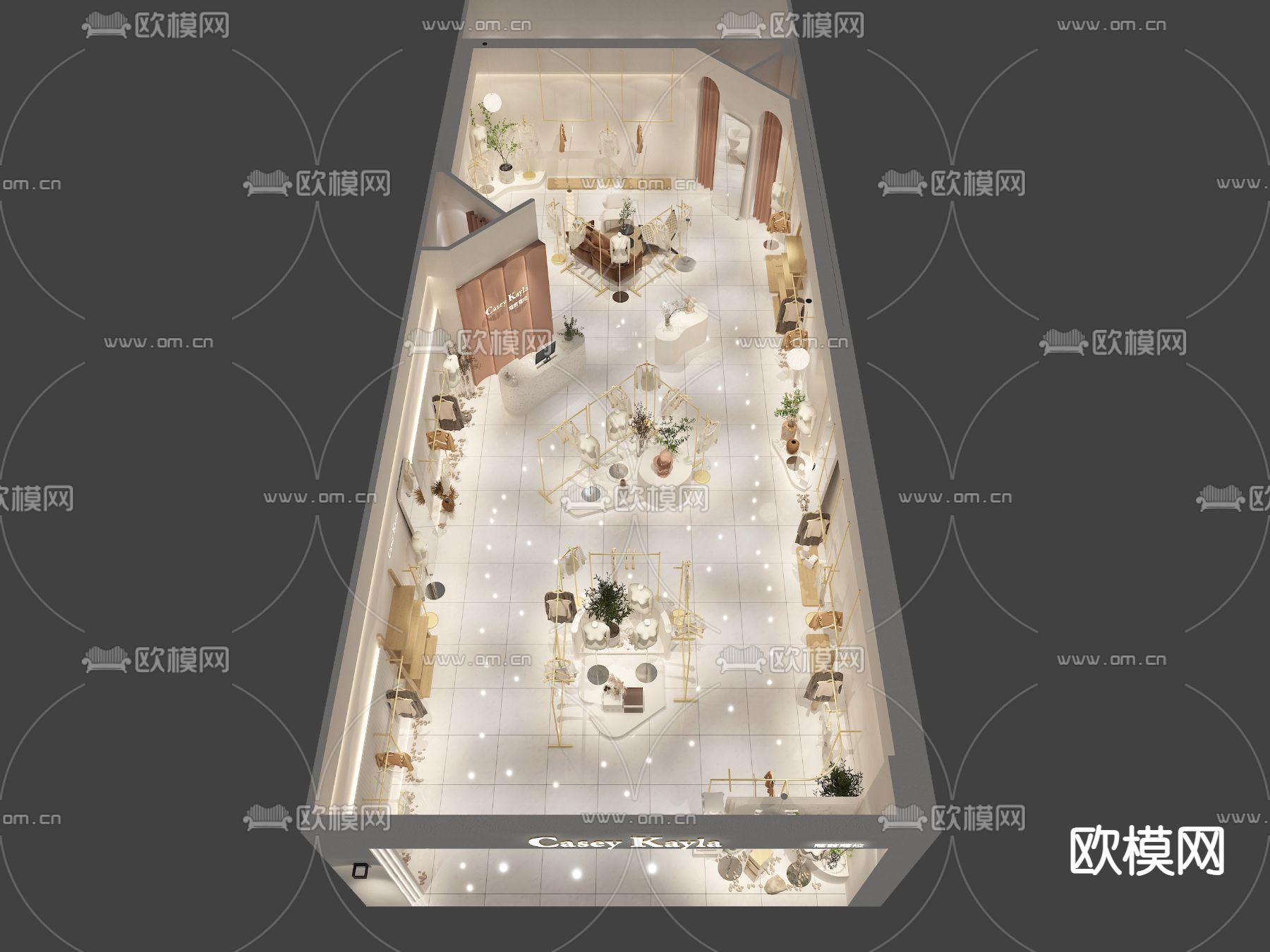 现代服装店 女装店3d模型下载（渲染图2）