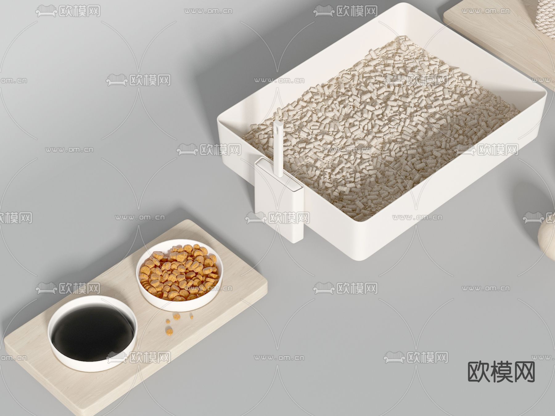 猫砂 猫粮 宠物用品3d模型下载（渲染图2）