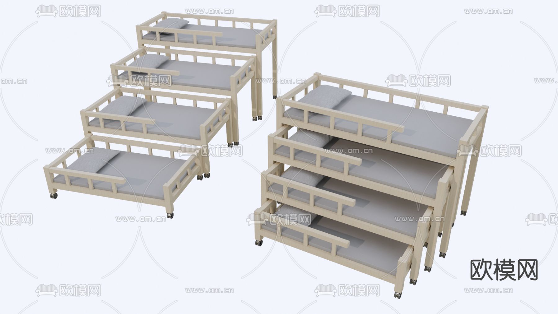 折叠推拉床su模型下载（渲染图3）