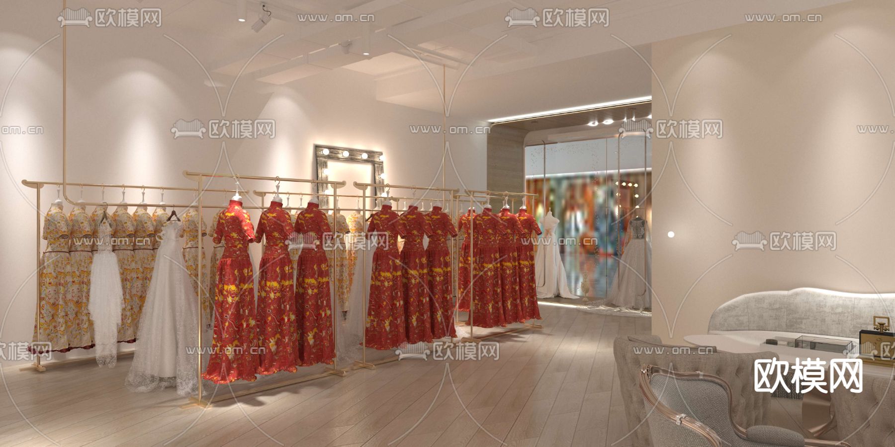 现代婚纱店3d模型下载（渲染图1）