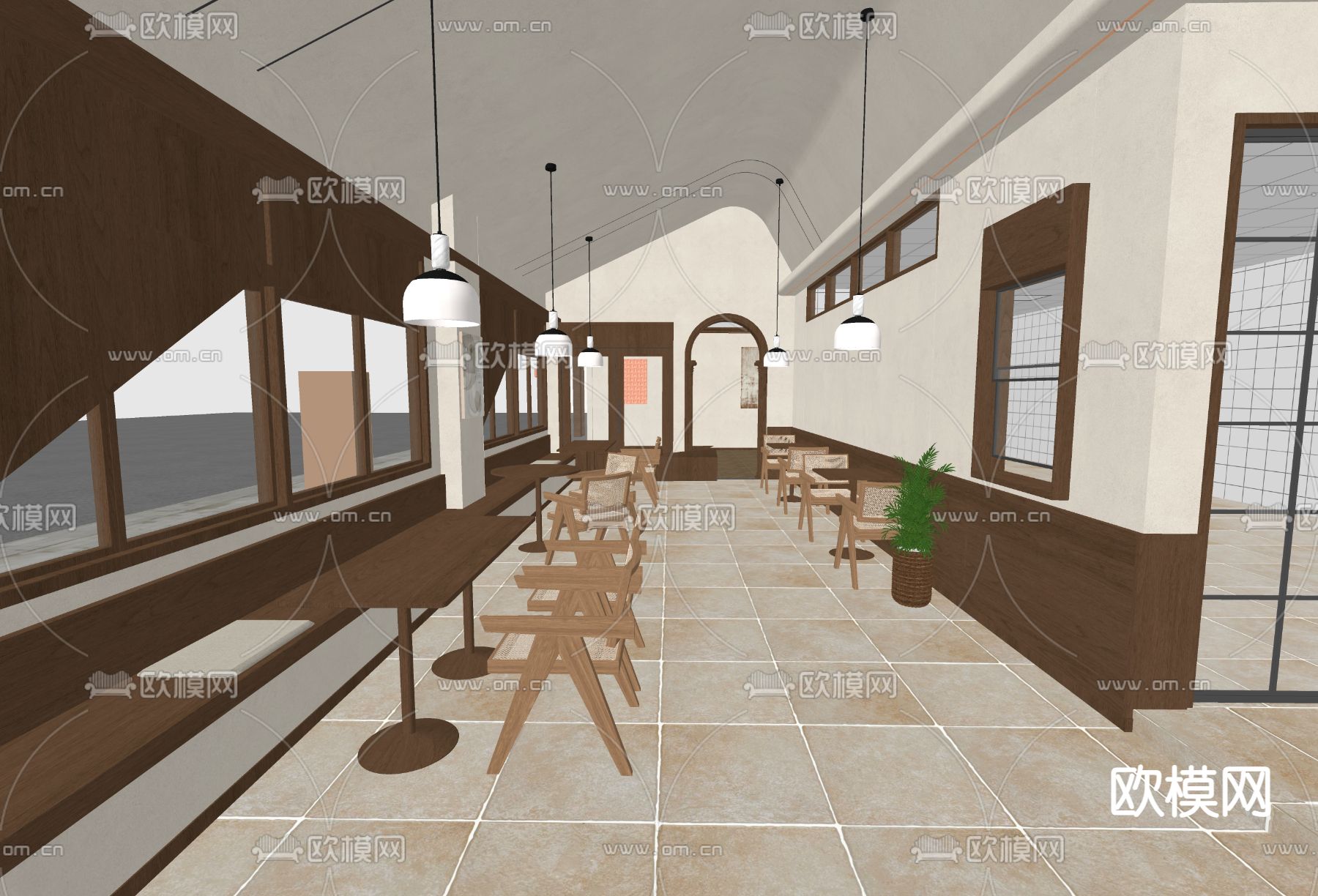 侘寂风甜品店su模型下载（渲染图1）