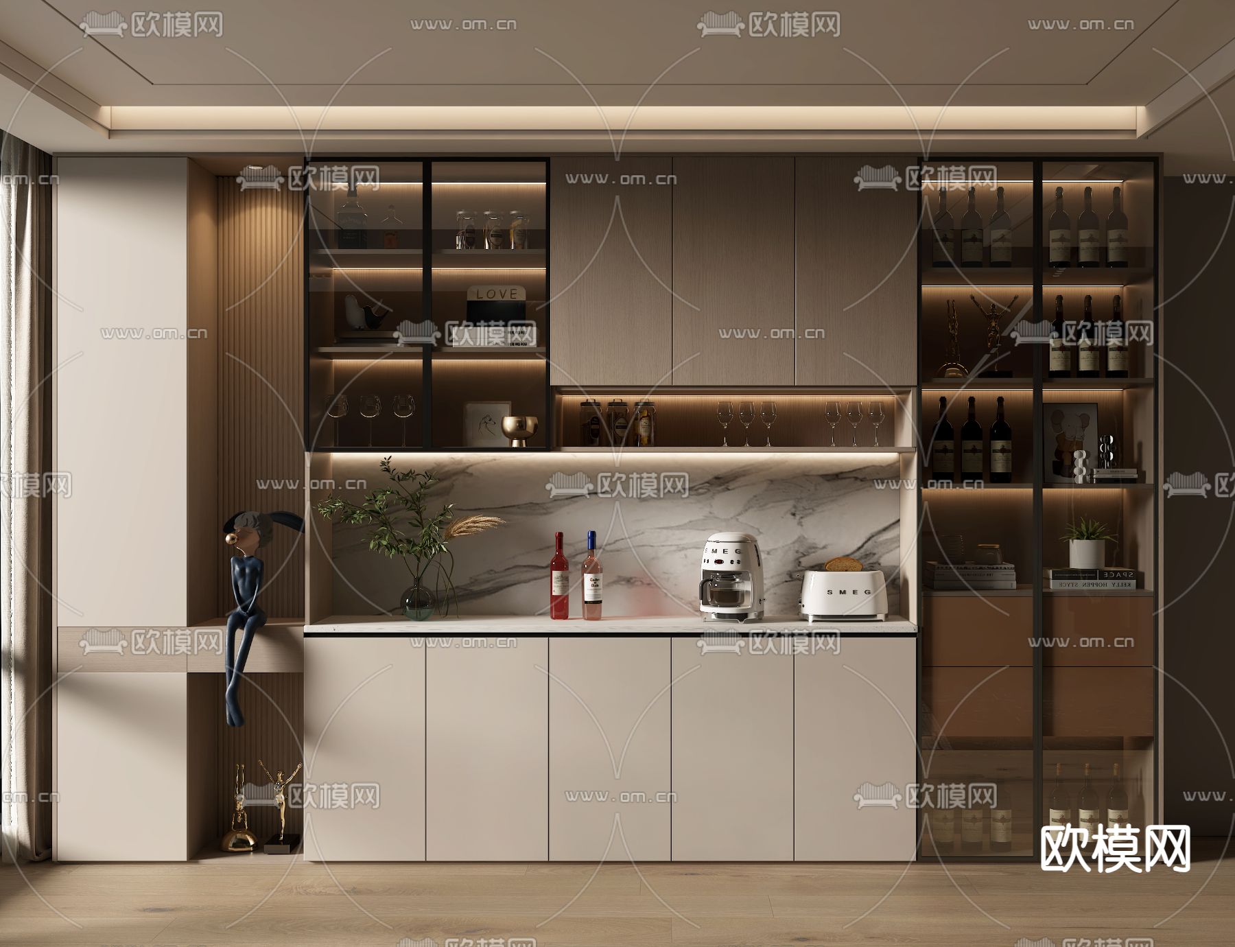 现代酒柜3d模型下载