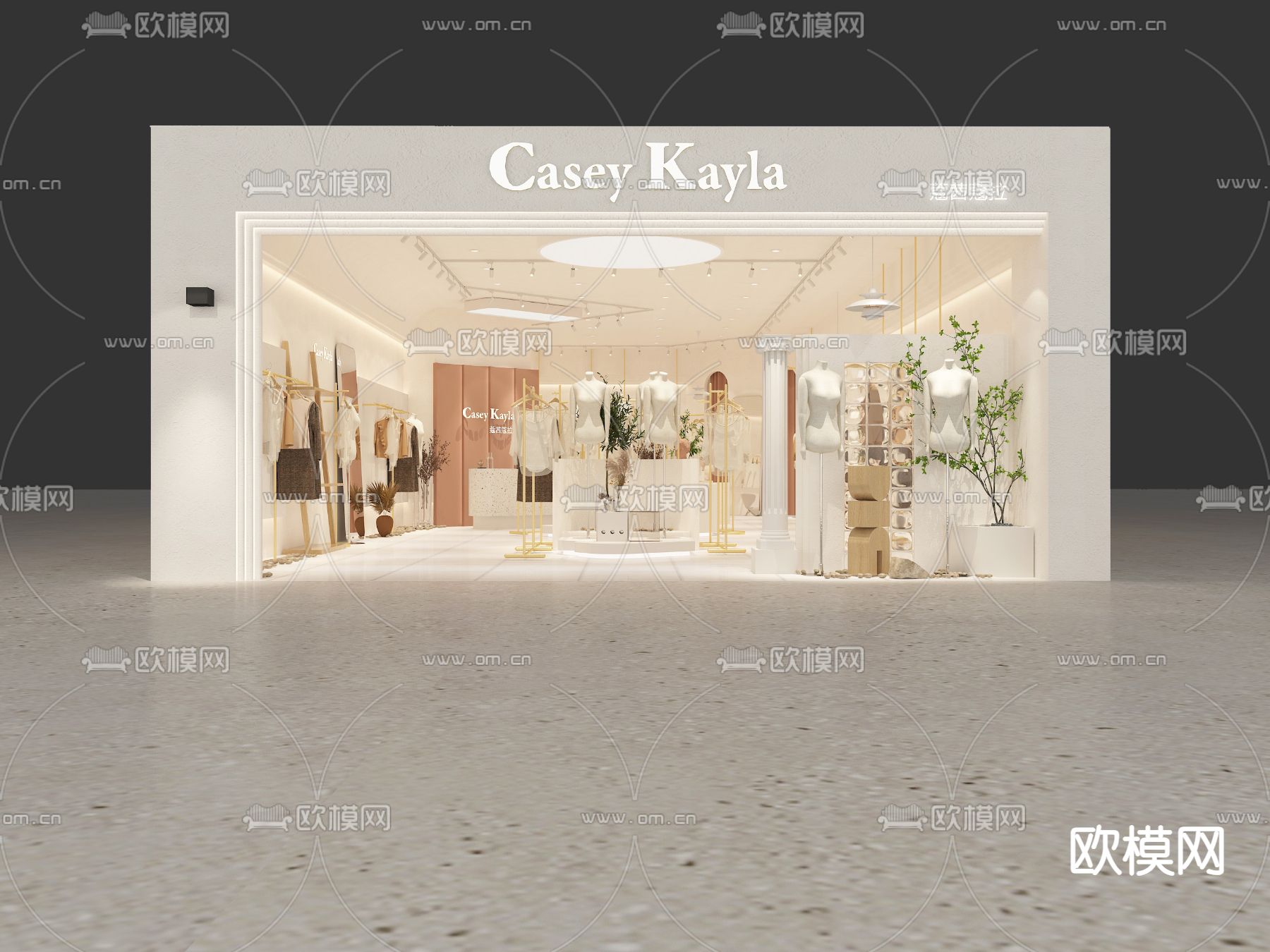 现代服装店 女装店3d模型下载（渲染图1）